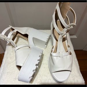 NWOT, New, White Platform Sandals